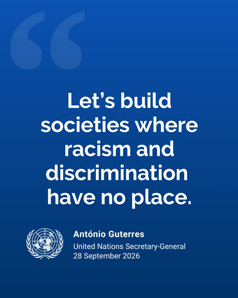 UN's tweet photo. “Together, let’s fight for the dignity, rights and belonging of all people.”

– @antonioguterres urges people everywhere to reject injustice and build societies free of racism and discrimination.

https://t.co/CsyGHKHB1N https://t.co/OtVS1PsQJI