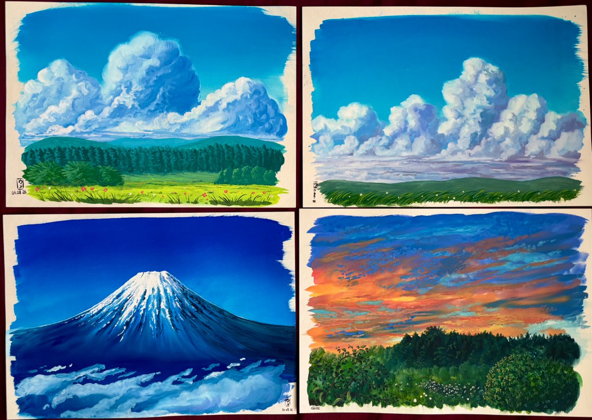 Oume_K's tweet photo. #paintings #practice #nickerpostercolor #clouds #fuji https://t.co/0BO15H9Qts