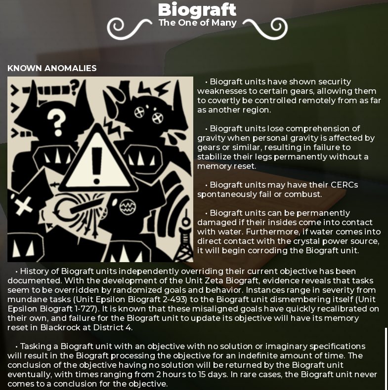 Mayhem_Maus's tweet photo. I can tell you enough of us Biografts have the lore page already but I guess it hasn’t been posted around yet? so here’s my donation while I’m lurking. https://t.co/tc91M4bImG