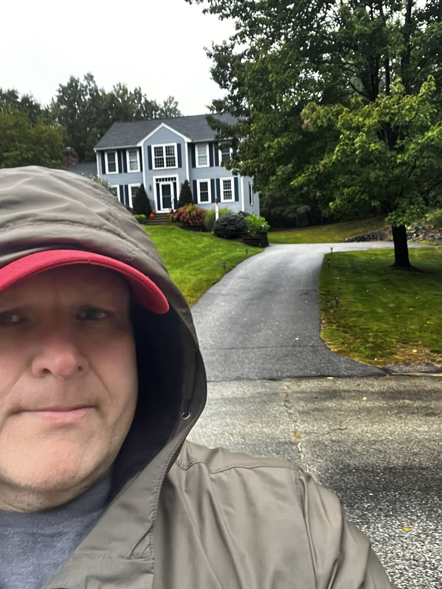 BallotChaser's tweet photo. ￼￼￼￼🔴⚪️🔵 Busy morning Ballot Chasing in the pouring rain in ☔️🌧️💧Windham,NH , with 36 days to go , there’s no time to waste but to get knocking on doors of disengage Republicans to get motivated to run to the Polls and stop the insane NH income tax the  ❌ Democrats really want to pass in Concord . They also want a sales tax which would hurt NH’s economy .  One of my Voters is a store clerk at Shaws in Londonderry name Mike who says the Democrats’s tax on his income would ruin his paycheck.  I gave Mike a nice 3x5 US flag to replace the old one , he was so pumped up.   So ,yeah !   Let’s get it . Rain or Not , we are knocking doors 🚪to Get Out The Vote  , so get your butts to the POLLS @TPAction 🇺🇸 🔴⚪️🔵 @TPACoalitions #GOTV #ChaseTheVote #RainOrShine #NoIncomeTax ☔️☔️☔️☔️
