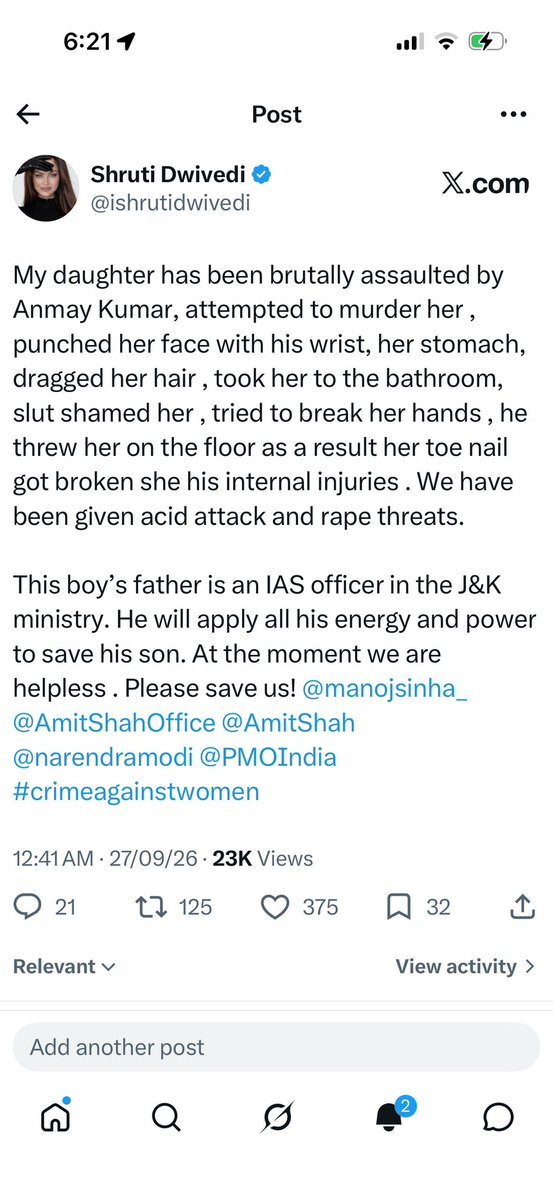 ishrutidwivedi's tweet photo. I need your help @amitkilhor sir. Please help me get justice for my daughter sir. https://t.co/R43WYzk2kE