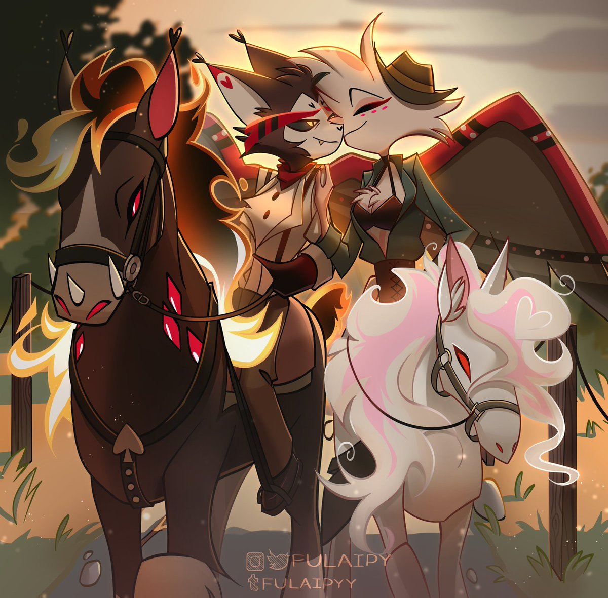 AngelDust499006's tweet photo. “Two hearts, one sunset, and a little bit of magic. 💕🌅”

( Art credit by @fulaipy )
. 
.
.
#hazbinhotel #hazbinhotelfanarts #huskerdust #Angeldust #hazbinhorses #hazbinOCart #ArtistOnTwitter #Itsnotmyartwork https://t.co/70zmkV8mbr