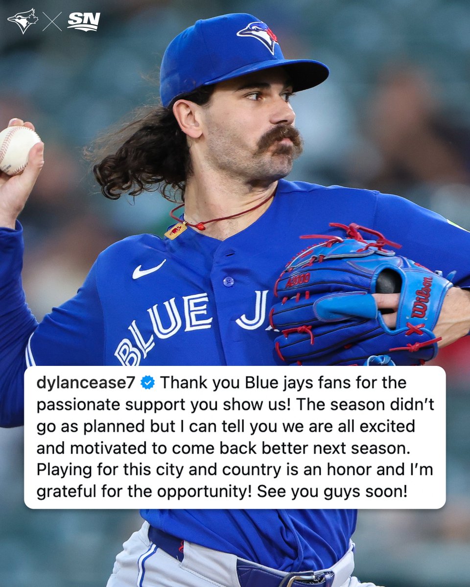 Sportsnet's tweet photo. Dylan Cease has nothing but love for Blue Jays fans after his first season in Toronto 🫶 https://t.co/iltgRjrvlv