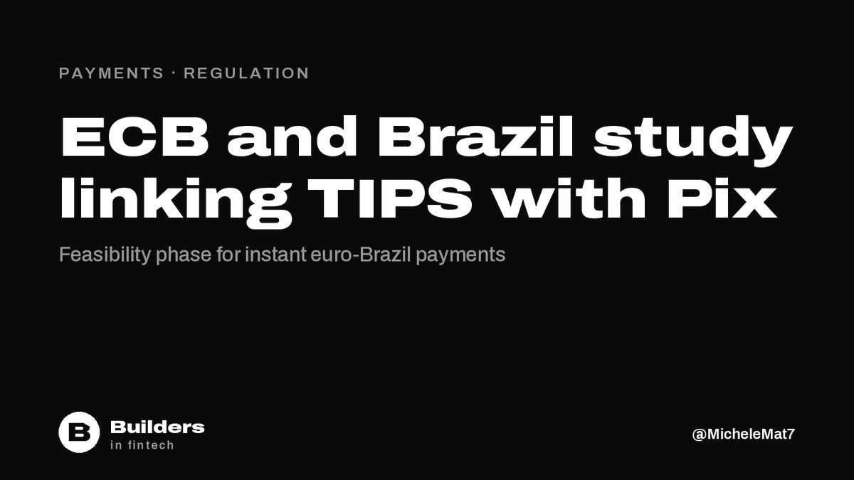 MicheleMat7's tweet photo. The ECB and Banco Central do Brasil are assessing whether TIPS, the Eurosystem's instant payment service, can be linked with Pix. Pix handles about 250M instant payments a day. The study covers technical, legal and business aspects; no launch date is set. https://t.co/yf0YC63T8J