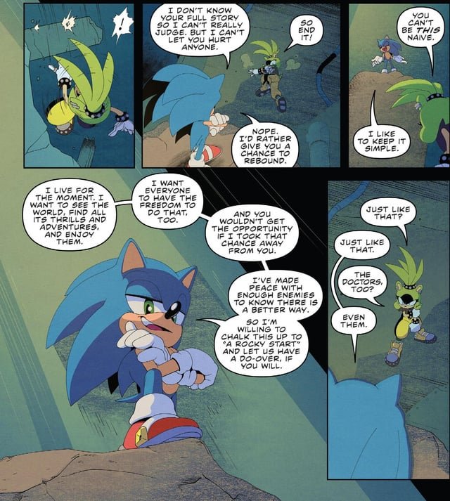 SailorSonikku's tweet photo. Why do people hate Sonic for saying this in IDW when he said the same fucking thing in Archie https://t.co/6USkVjBnBF