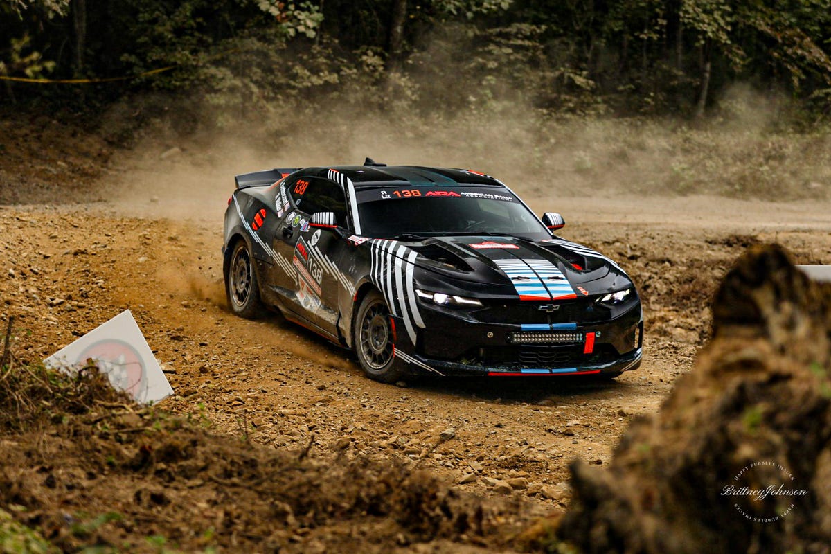 RoadandTrack's tweet photo. A Chevrolet Camaro rally car stole the show at Tennessee's Overmountain Rally. https://t.co/8ZGMPYpxz9 https://t.co/LI2dnysHHq