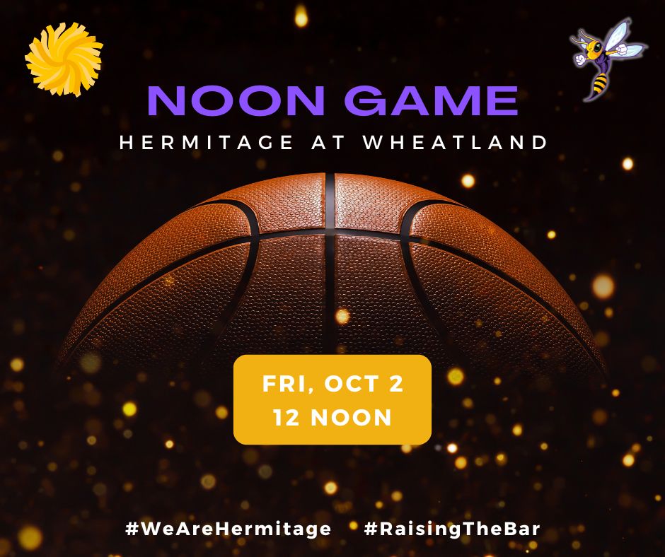 HermitageSchool's tweet photo. The annual noon middle school basketball game is this Fri, Oct 2, at Wheatland. Our elem & ms students will be cheering on the Hornets & Lady Hornets! π£πππ #HornetPride #WeAreHermitage #RaisingTheBar https://t.co/fD0mhMmljZ