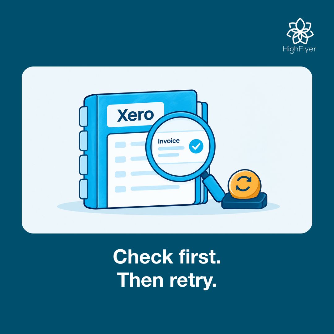 one_highflyer's tweet photo. A timeout during an accounting sync does not always mean the invoice failed to reach Xero. Retrying without checking can create a duplicate. We built recovery checks into the NexWave Xero Connector for this reason. https://t.co/cP6LfeEmOA