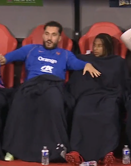 TouchlineX's tweet photo. 📸 - Cherki and Olise enjoying the bench. https://t.co/2Itgl1GYC0