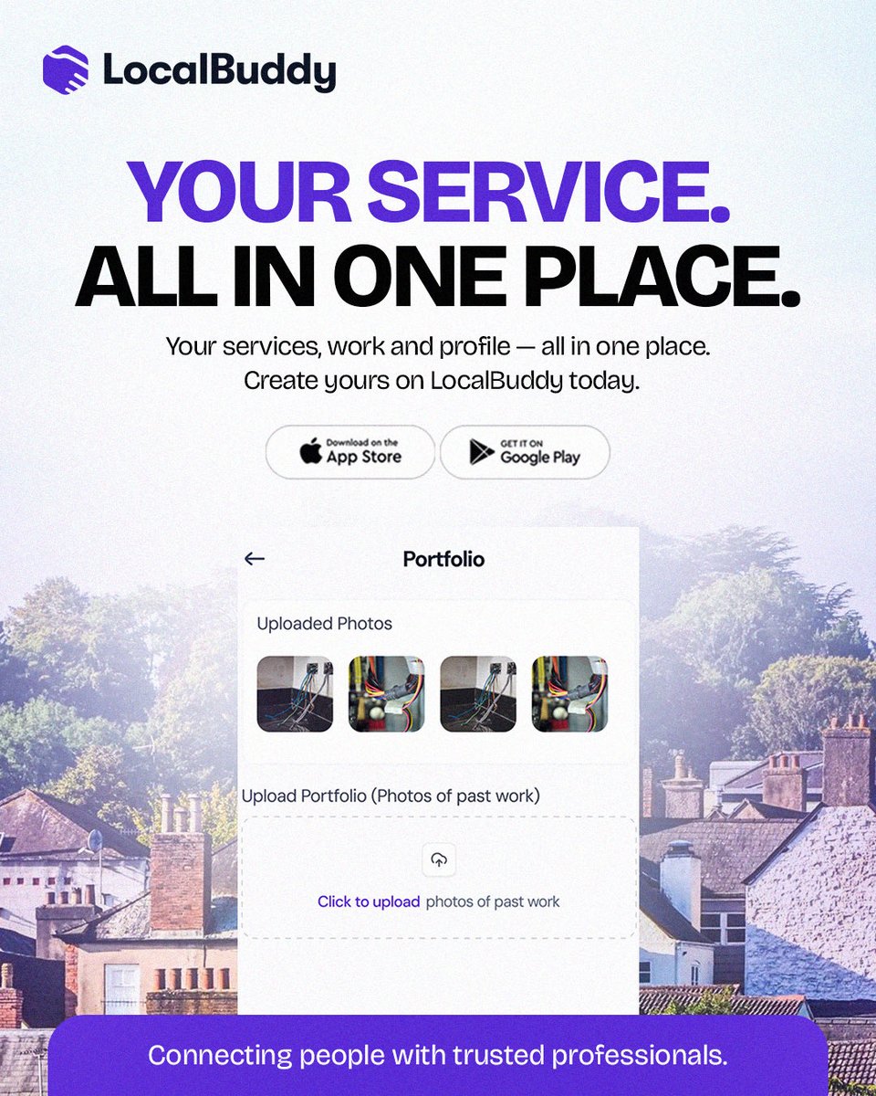 Localbuddyy's tweet photo. Your service. Your work. Your profile. All in one place 💜

LocalBuddy helps local professionals showcase their work and connect with customers.

📲 Get discovered. Get connected. Grow local.

#localbusiness #Entrepreneurs https://t.co/BpOfKcpFNP