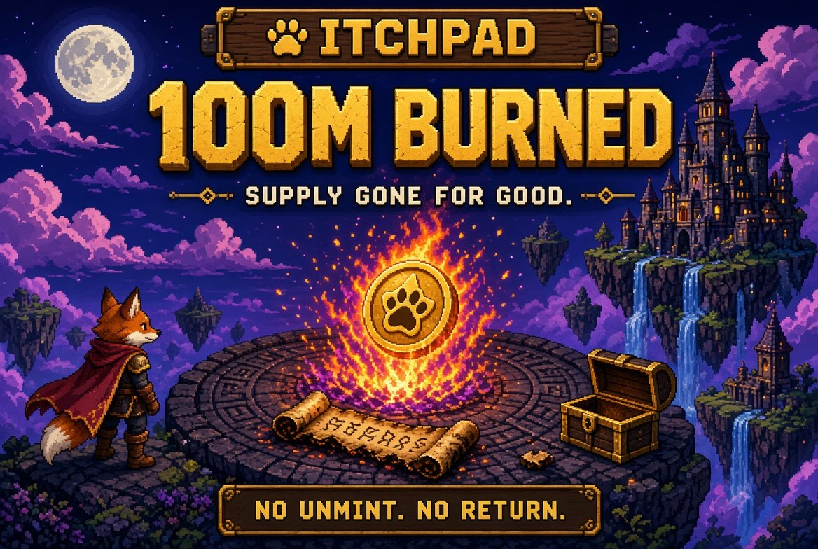 itchpad's tweet photo. BURN LIVE.

100M tokens sent to fire. 
Built for makers. Built for the long game. https://t.co/5px9KgrZDH
