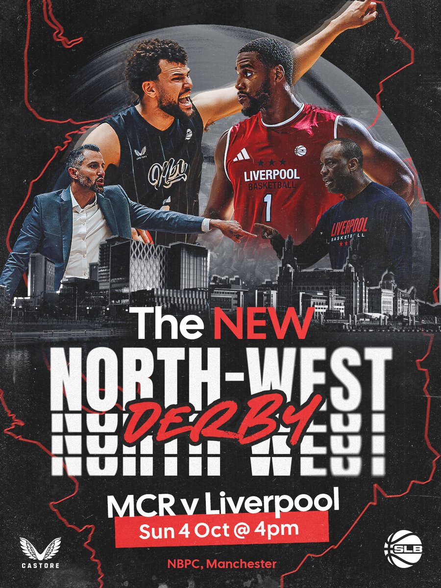 mcrbball's tweet photo. 𝗧𝗵𝗲 𝗡𝗘𝗪 𝗡𝗼𝗿𝘁𝗵-𝗪𝗲𝘀𝘁 𝗗𝗲𝗿𝗯𝘆!

📅 Sun 4 Oct, 4pm
🆚 @Liverpool_bball 
📍 NBPC, Manchester

Tickets: https://t.co/4VX9XMhhoL

#RepTheCity https://t.co/9La3Dvw7cA