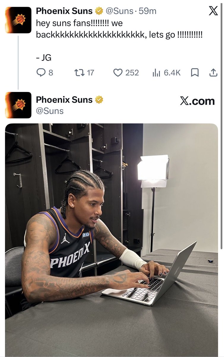 SunsLead's tweet photo. Love these check-ins they’re doing with the guys, really gets to showcase their personalities and why Suns basketball can’t come soon enough 🌄☀️ https://t.co/oRvzDUab0Z