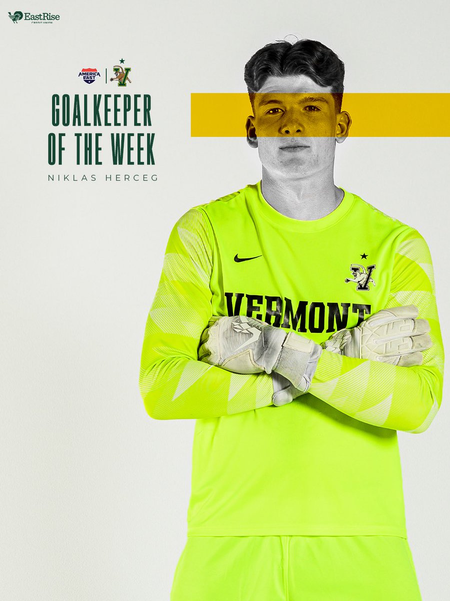 UVMmsoccer's tweet photo. A pair of Catamounts earning @americaeast weekly awards after Vermont’s 4-0 win over Bryant ⭐️
#LetsRally https://t.co/aU2AOVvrdC