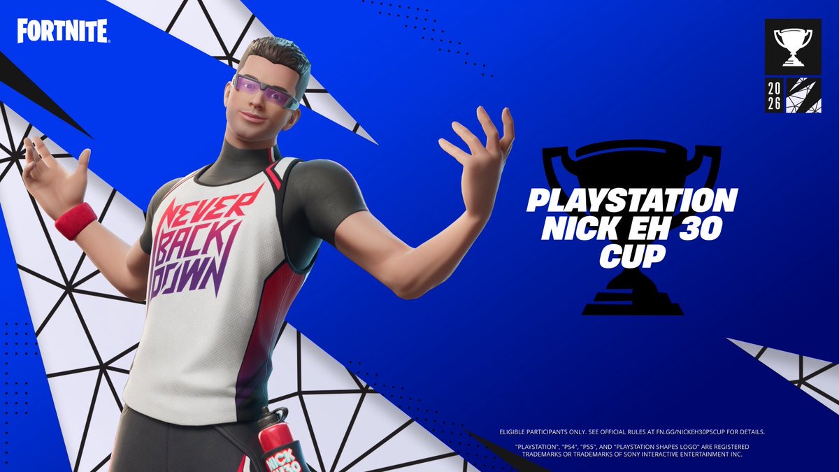 NickEh30's tweet photo. BREAKING: The NickEh30 PlayStation Cup is here with a prize pool of over $50,000! @Fortnite @PlayStation #ad

Compete for a chance to earn a piece of the prize pool AND my icon skin, across Builds and Zero Builds.
• Qualifiers (Build & Zero Build): Sept 30
• Build Finals: Oct 7
• Zero Build Finals: Oct 8

Find it in the Fortnite Tournament tab on PS5 to sign up. NEVER BACK DOWN, NEVER GIVE UP!