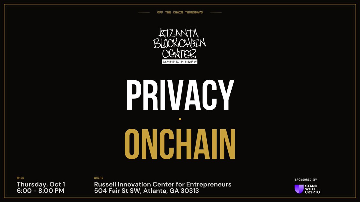 AtlantaChain's tweet photo. Privacy is quickly evolving from an ideological principle into a critical piece of financial infrastructure. As blockchain adoption grows, so does the ability to track wallets, analyze transactions, and build detailed financial profiles from activity recorded permanently on public ledgers.

This week at OTC Thursday, we’ll explore the growing tension between transparency and privacy in an increasingly onchain economy. We’ll discuss blockchain surveillance, privacy-preserving technologies like zero-knowledge proofs, private transactions and confidential computing, and why financial privacy could become increasingly important as institutions, businesses, AI agents, and everyday users move more economic activity onchain.

The question is no longer simply whether blockchain should be transparent. It’s how we preserve the benefits of verifiable public infrastructure without making everyone’s financial life permanently public. #10in5