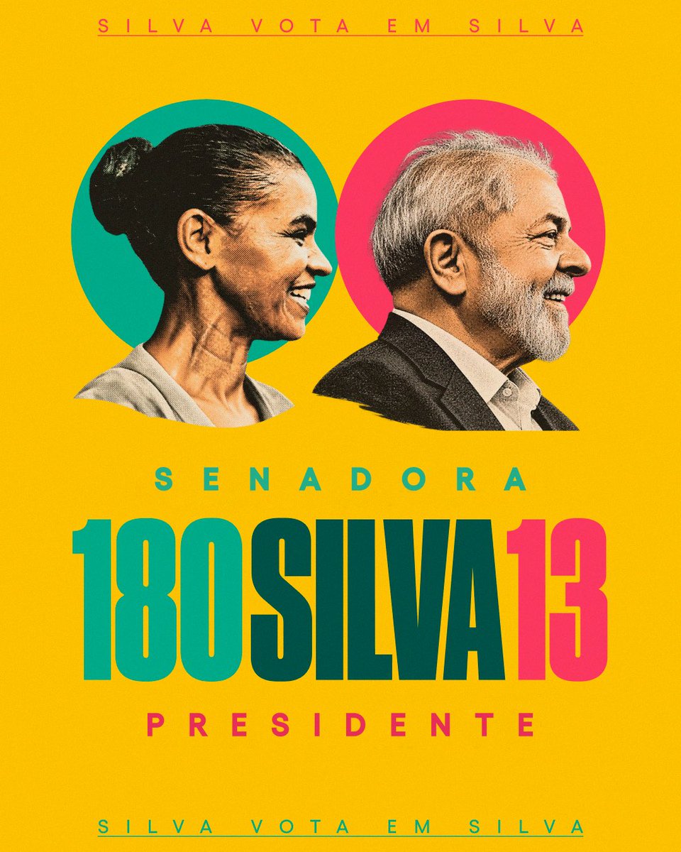 MarinaSilva's tweet photo. Dois Silvas, um compromisso com São Paulo. 

Lula para presidente e Marina para o Senado: dois votos para fortalecer um projeto que cuida das pessoas, enfrenta as desigualdades e abre caminho para um novo ciclo de prosperidade em São Paulo, com desenvolvimento, oportunidades e justiça social.

No dia 4 de outubro, vote Lula 13 para presidente e Marina Silva 180 para senadora por São Paulo.

⎯

Essa é uma mensagem da Coligação Desperta São Paulo (PDT/PSB/FEDERAÇÃO BRASIL DA ESPERANÇA - FE BRASIL (PT/PC do B/PV) / FEDERAÇÃO PSOL REDE (PSOL/REDE)) • CNPJ da candidata: 68.581.920/0001-84