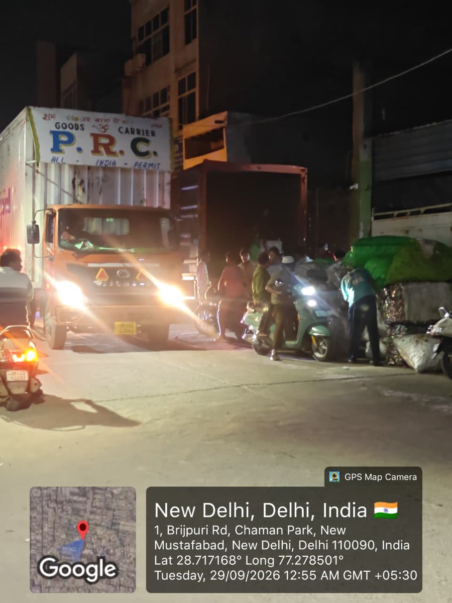 advnagendra87's tweet photo. Hon’ble Prime Minister, Home Minister, Environment Minister, LG Delhi, CM Delhi, Deputy Speaker Delhi Assembly Sh. Mohan Singh Bisht, Hon’ble Member of Parliament Sh. Manoj Tiwari Ji, Commissioner MCD, DM North East, DC MCD North East, SDM Gokalpur and DCP North East
This is in continuation of my post dated 23.09.2026. There is still no relief on the ground. From midnight to early morning, trucks from all over India carrying scrap, hazardous material, e-waste, plastic waste, etc. enter Brijpuri Road, Delhi-110094 (50-ft public main road). These trucks are unloaded on public land and an illegal market opens here, encroaching the complete 1.8 km stretch of Brijpuri Road. Purchasers then carry the waste to residential premises, where it is processed, causing severe air and noise pollution.The GoI and Govt. of NCT Delhi winter action plan to counter upcoming pollution is of no use on the ground. First, hundreds of pollution-causing trucks enter Delhi’s Brijpuri Road; thereafter the material they carry—scrap, e-waste, plastic waste, etc.—is processed in furnaces and by fire, creating an air hazard. If an AQI device were installed here, the reading would be higher than anywhere else in Delhi. Please intervene immediately, stop this illegal trade on a public road, impose a ban on entry of trucks on Brijpuri Road, Delhi-110094, and restore a habitable, peaceful neighbourhood.#BrijpuriRoad #NorthEastDelhi #Gokalpur #Mustafabad #AirPollution #HealthHazard #WinterActionPlan #NoisePollution #MCD #DelhiPolice #NoSleepfor23Days #IllegalScrapMarket #Encroachment #MisusePublicLand 
@narendramodi @PMOIndia @AmitShah @HMOIndia @LtGovDelhi @LokNiwasDelhi @gupta_rekha @CMODelhi @MCD_Delhi @dm_northeast @DCPNEastDelhi @DelhiPolice @bishtmla @ManojTiwariMP @byadavbjp