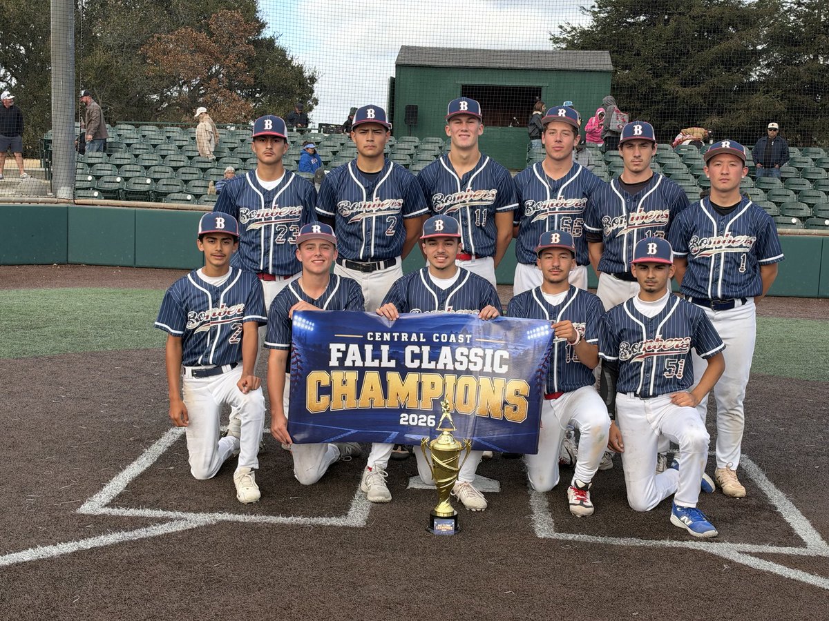 JohnnyMoney2027's tweet photo. Great and fun tournament this weekend at Monterey Peninsula College. Bombers won the championship! I was tournament MVP, threw a CG 1 hit shutout in the semis and hit a walk off double. https://t.co/6fbmFuG2Dv