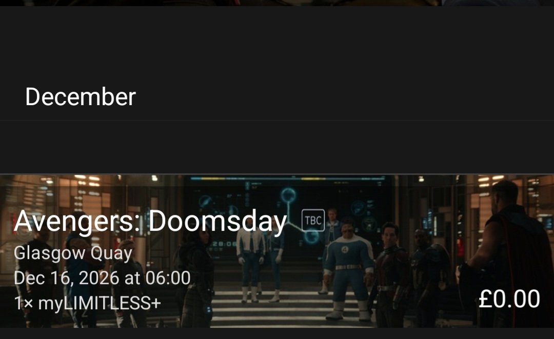 NoPlanJustAnge's tweet photo. Absolutely buzzing, odeon app kept crashing for the 9.45am showing so they had one at 6am. I've never went to the cinema at that time in my life but am all for it for #doomsday 🤣 https://t.co/1SkTAQXKOm