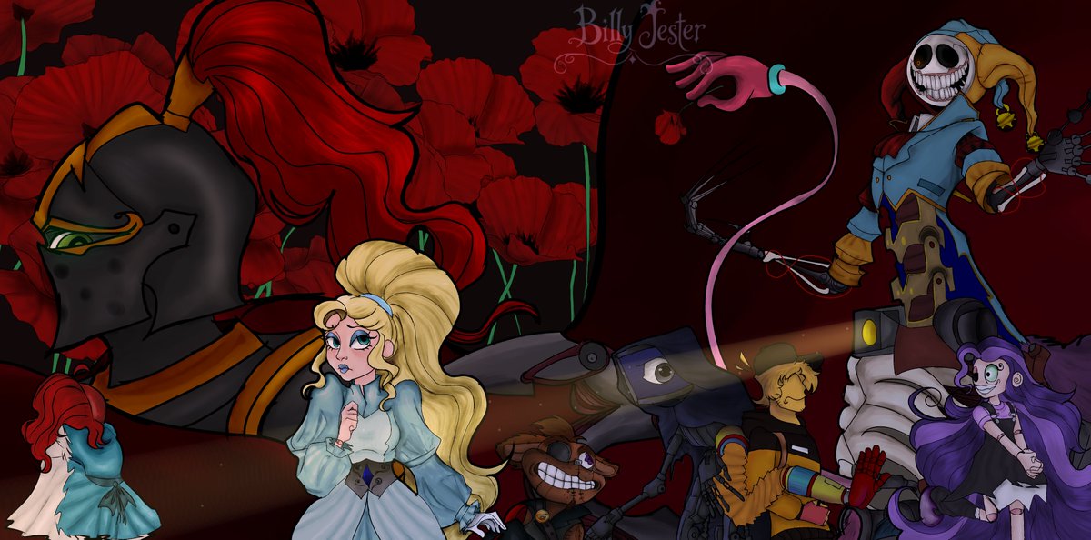 BillyJester817's tweet photo. Something like a cover for my AU
#PoppyPlaytime #PoppyPlaytimeAU #pptau #ppt #au #PrincessEverwinter #LilyLovebraids #HarleySawyer #TheGreatSirPlaytime #TnePrototype #Poppy #Giblet #Player #TnePrototype1006 https://t.co/OMh5MQxLJi
