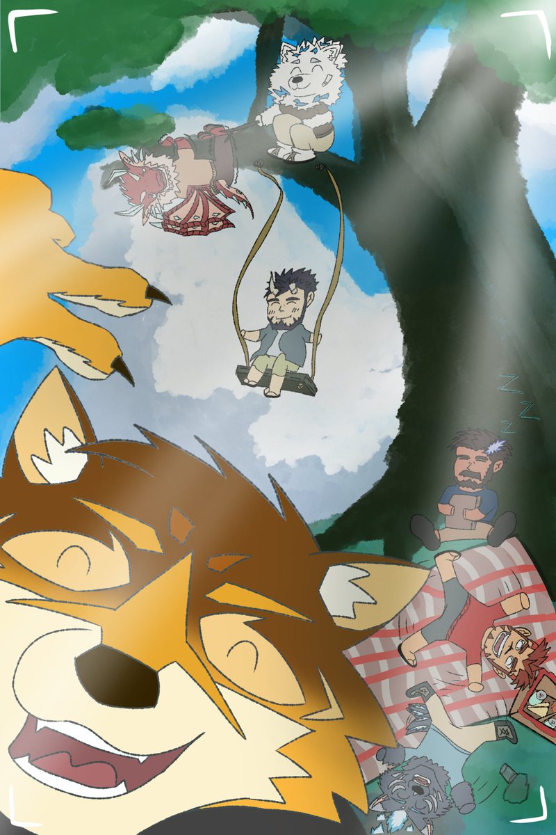 DTPDaPup's tweet photo. ~Barrel bringing the children to picnic~
Taking picture and basking in the morning sunshine!

#LAH_ArtContest
#LIVEAHERO
#ラブヒロ6周年 https://t.co/ncjFxEouuF