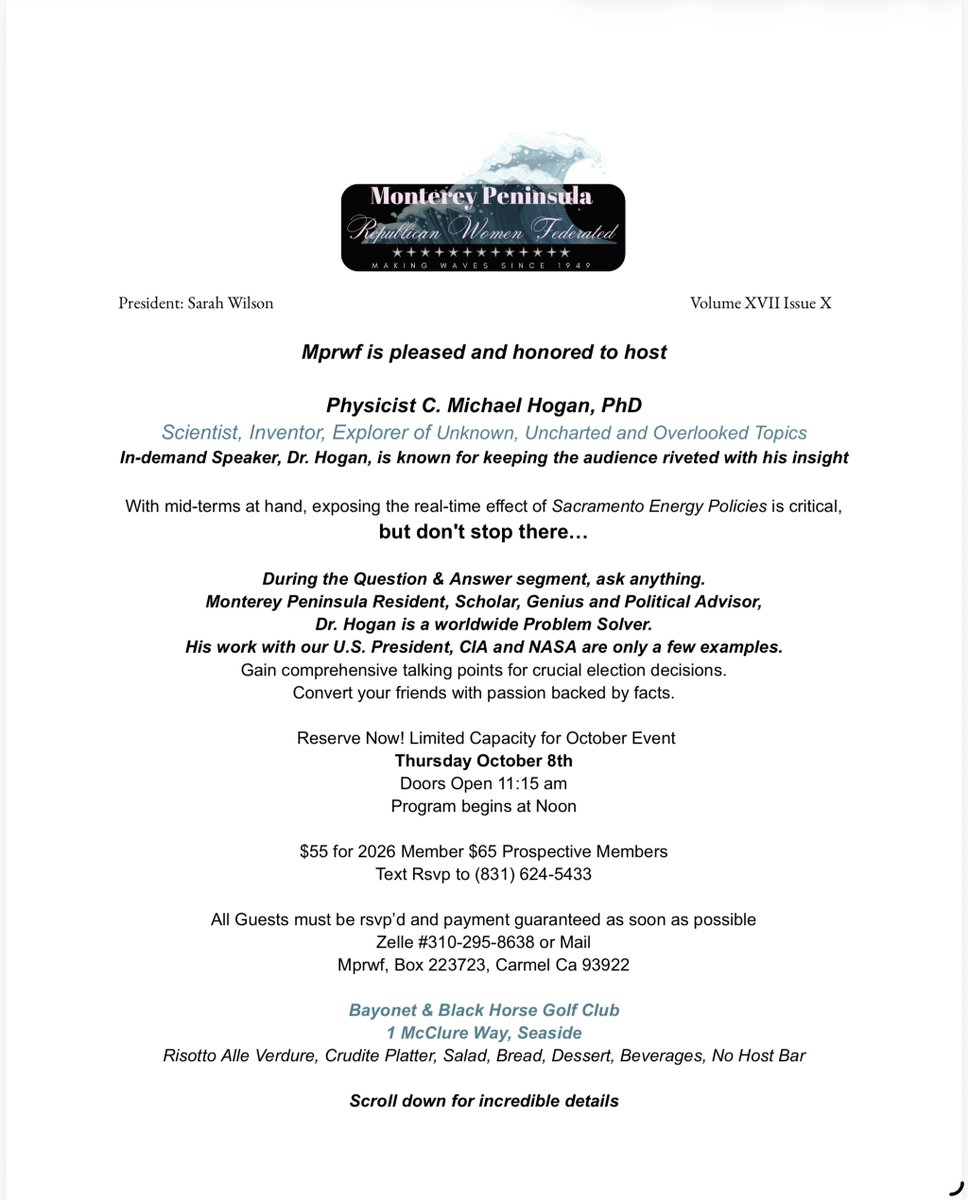 MakingWaves1949's tweet photo. Shed Light on Why Californians Pay More Than Any Other State…

Mprwf’s Distinguished Speaker Series

Another Great Speaker You Won’t Want to Miss 
Fuel Your Anger
Fuel Your Resolve

Thursday October 8th
Bayonet &amp; Black Horse Golf Club

Rsvp Now to Guarantee Seating https://t.co/me1D5DTzwU