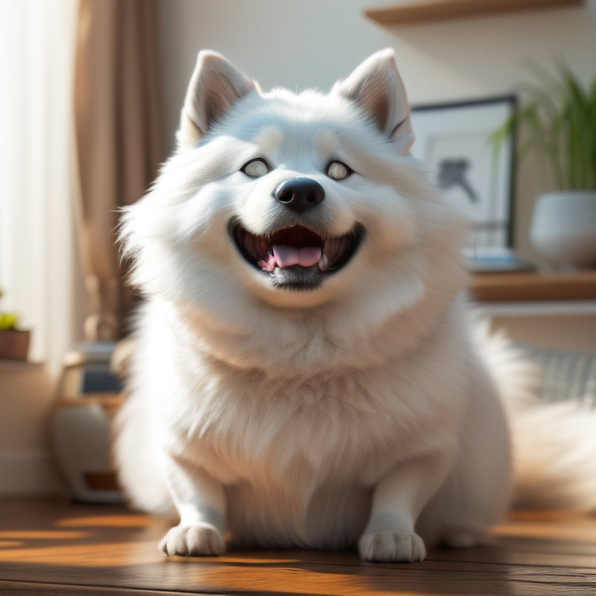mk90hs's tweet photo. A super cute little Samoyed named Mengsi Shiang (萌厮杉) is happily playing in the warm sun, making everyone's heart melt! https://t.co/hHyBmHXmgK