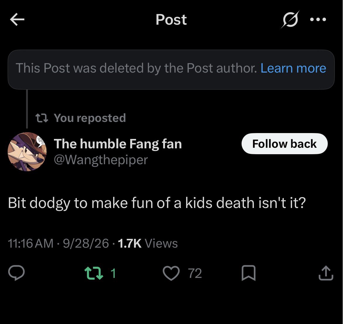 W53Metal's tweet photo. @SWLUcommunity trying to hide the fact that they find a child taking their own life funny 
Pussy. https://t.co/tTvRN3ZFcs