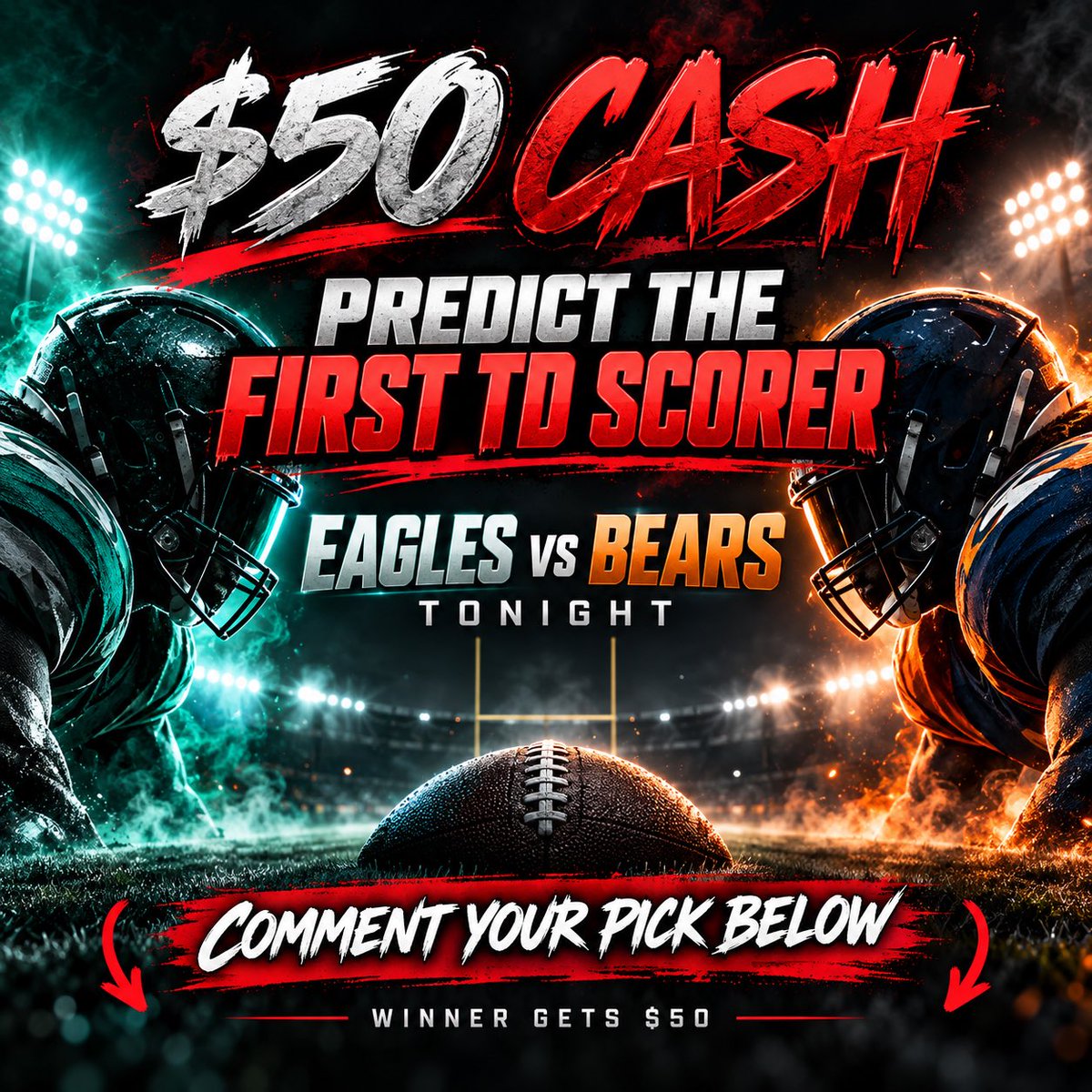 Dfrmdtagives's tweet photo. $50 for someone who predicts the first TD scorer in NFL game tonight must be followed and RT this #giveaway https://t.co/qp4NjsC1pU