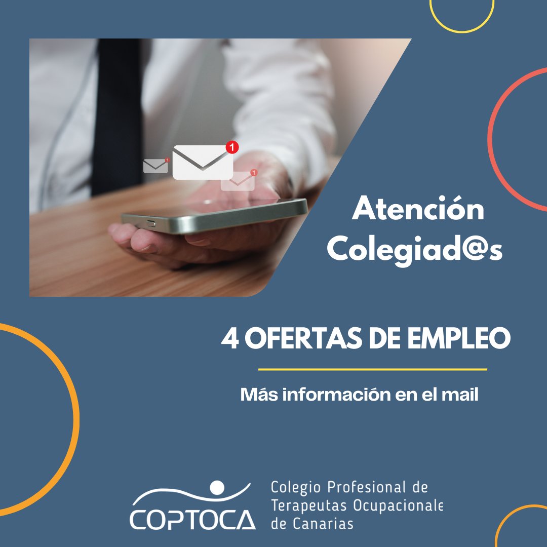 coptoca's tweet photo. ¡Atención personas colegiadas! Nuevas ofertas de empleo en el mail. #coptoca #coptocahace #trabajocoptoca #beneficiosdelacolegiacion #coptocasomostodos #colegiate https://t.co/p62omGQhAB