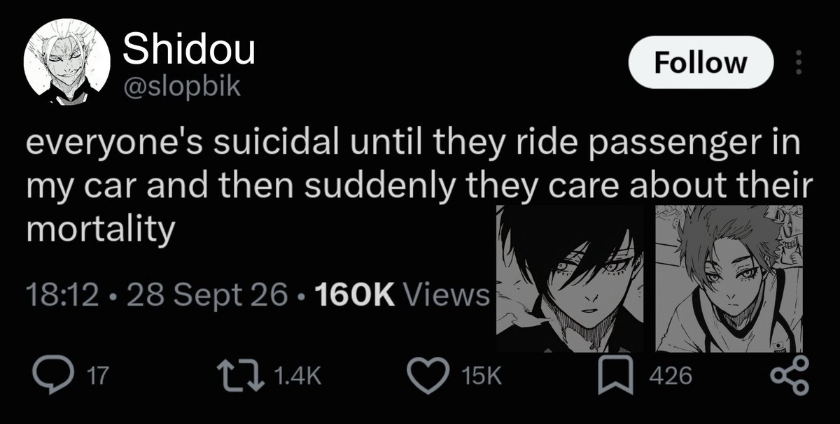Mikashiiro's tweet photo. Shidou is a scary driver https://t.co/qXTJUGuslk