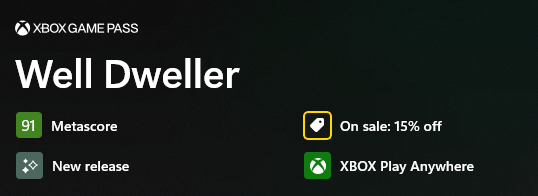 AnaAnsan3's tweet photo. #XBOX displays Well Dweller score on XBOX PC app ๐๐
โ
Day One on #XBOXGamePass
โ
Supports #XBOXPlayAnywhere
โ
15% discount https://t.co/0y7Tgil3RD