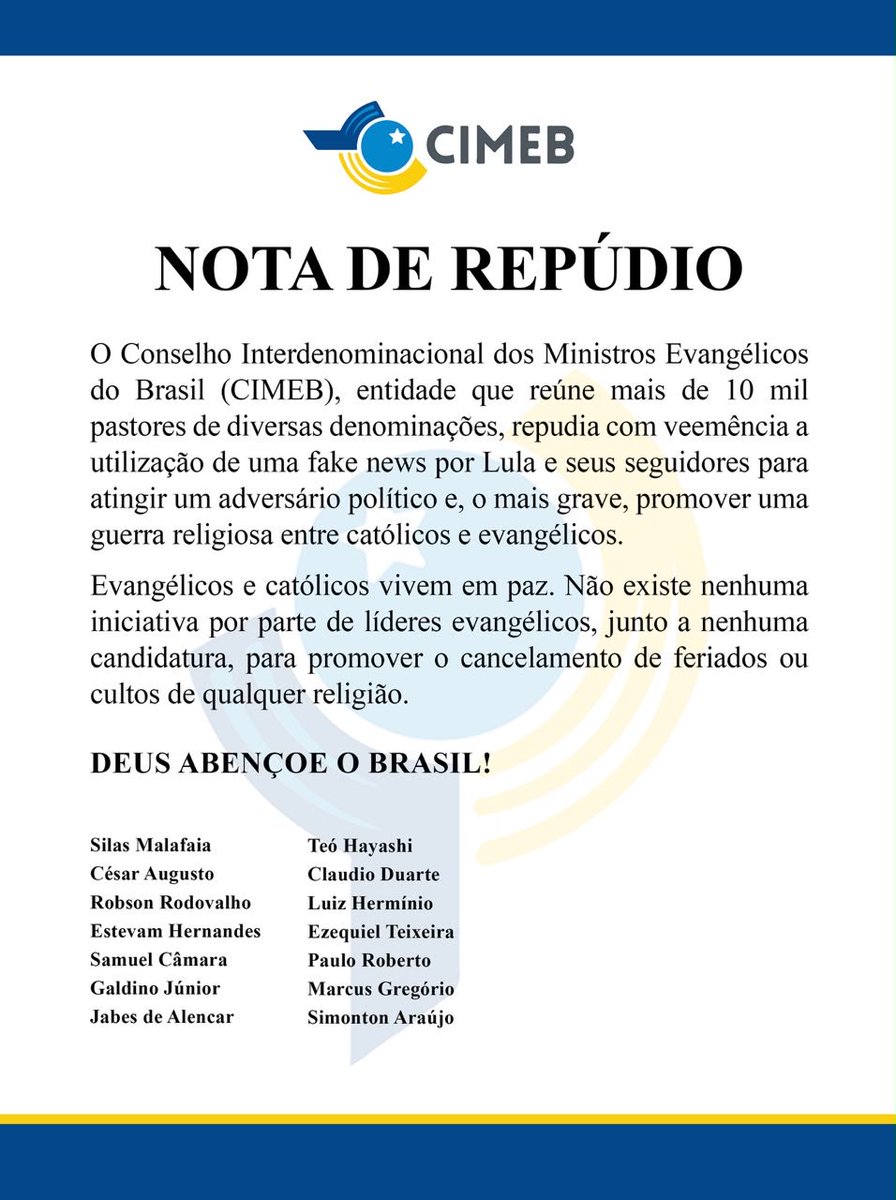 fabiowoficial's tweet photo. Desfazendo a Fake News pilantra.
Parabéns às lideranças religiosas. https://t.co/R0fnPKDxpG