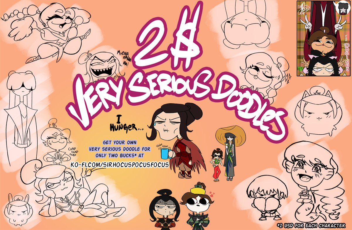 HocusSir's tweet photo. Hello everyone! 
I will be doing some very serious doodles for 2 USD each at my Kofi:
https://t.co/4ZaVmXytXi
Retweets are very much appreciated! ♥

(I added Mari and Lara at the last minute when I realized I only had Maizulee examples) https://t.co/p4EeyM8Y1X