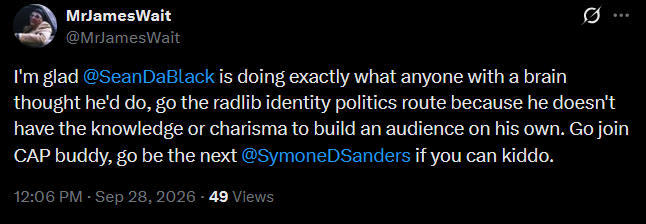 SeanDaBlack's tweet photo. The fact the people like feel comfortable in "leftist" spaces makes my point. These are not leftist but we're more worried about keeping marginalized people in check then keeping these people out. 

If "being normal" attract people like this then fuck your movement https://t.co/vJWpySceyG