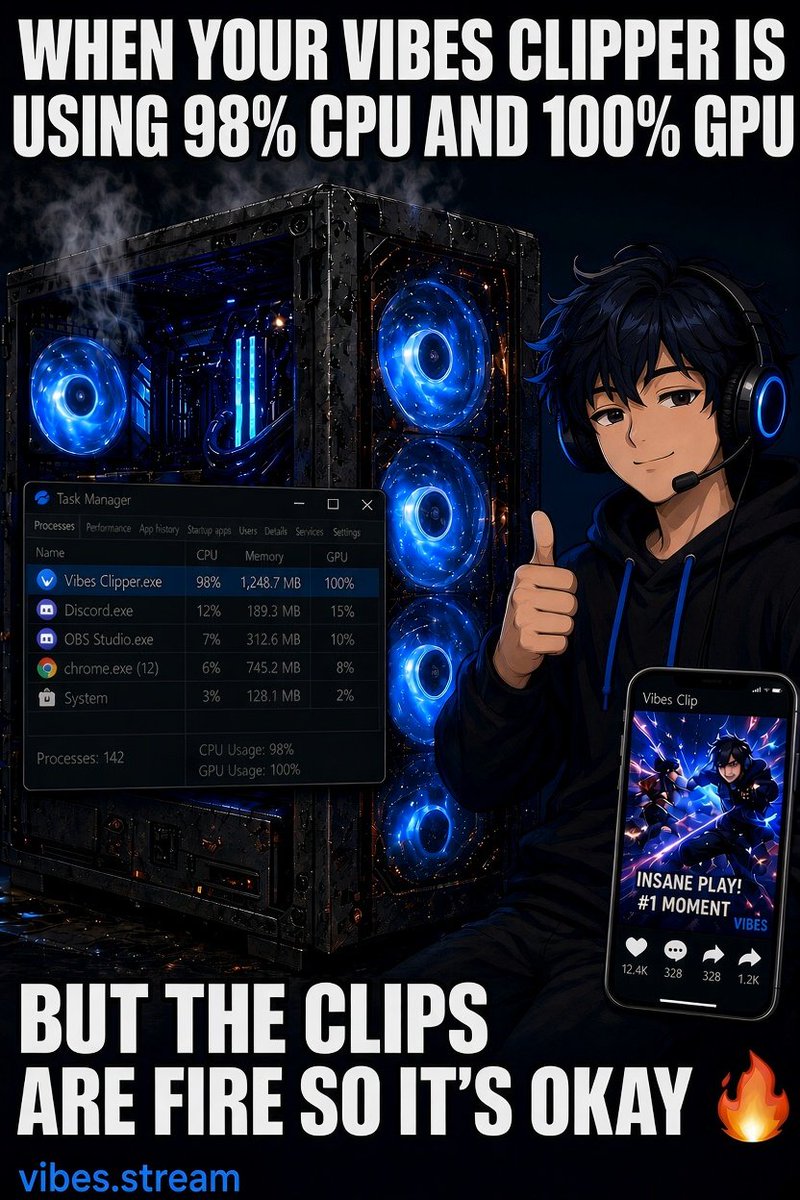 Vibes_Streaming's tweet photo. my pc after vibes clipper starts cooking 💀🔥 https://t.co/R6IVdzjuQu