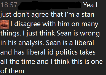 SeanDaBlack's tweet photo. The fact the people like feel comfortable in "leftist" spaces makes my point. These are not leftist but we're more worried about keeping marginalized people in check then keeping these people out. 

If "being normal" attract people like this then fuck your movement https://t.co/vJWpySceyG