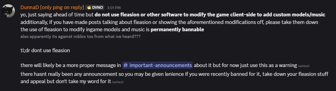 Forsaken_News's tweet photo. 🚨News🚨

Using Fleasion to modify Forsaken on the clientside by changing models, music, or textures will result in a permanent ban. Any video showcasing Fleasion in Forsaken must be removed.

📢This information comes from the Forsaken Support Server.📢

#Forsaken #forsakenroblox https://t.co/hlZmvffIMM
