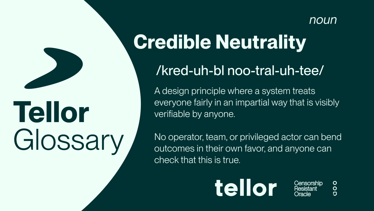 WeAreTellor's tweet photo. Tellor is an open network where anyone can validate, report data, request any data, dispute data, and help settle disputes via staking and fees.
These properties uniquely position Tellor for no friction integrations by users or AI agents alike. https://t.co/Uc73l4sJC1