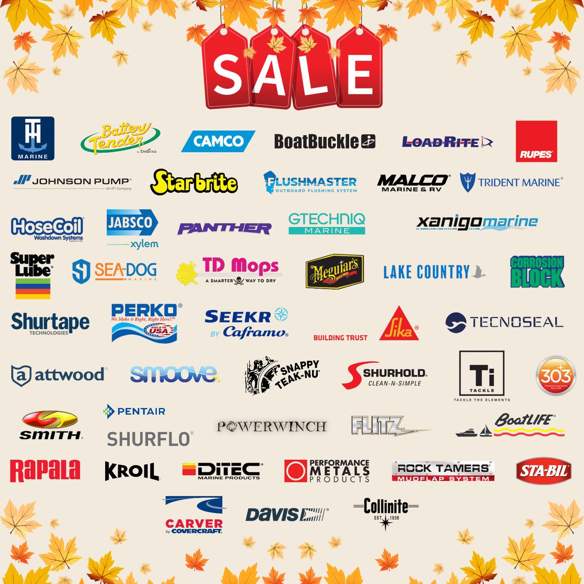 CWRDistribution's tweet photo. CWR’s Fall Haul Out sale is only going on for 2 MORE DAYS. Visit the CWR website to take advantage of the savings for select products from the depicted brands below! https://t.co/Au29hBcUdh

#cwr #fallsale #boatlife #boat #boating #sailinglife #sailboat #sailing #fishinglife https://t.co/pc5KBZ70oP