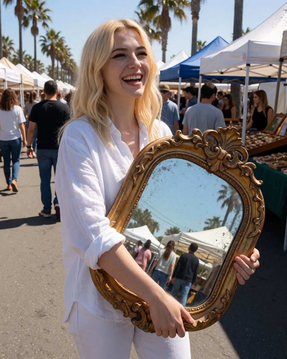 tempteostories's tweet photo. paige had a $100 budget at the flea market this morning. she spent all of it on one mirror.

taped to the back was an envelope. she hasn't opened it yet. https://t.co/InVjbGSdZX