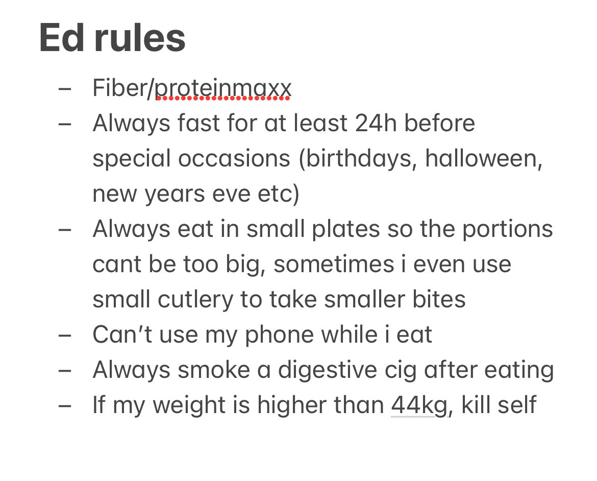 skinnyfoid's tweet photo. Wrote down some of my ed rules, i feel like i have more but this is what came to my mind rn https://t.co/t1Yz3v3tzA