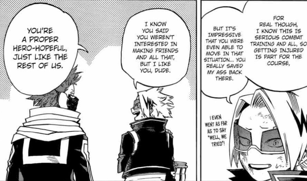 04__AM's tweet photo. 🫡 
denki implicitly trusts hitoshi and views him as a hero, hitoshi never questions denki’s capabilities or intelligence- in fact calls him clever!!! https://t.co/Fu7jMszVMU