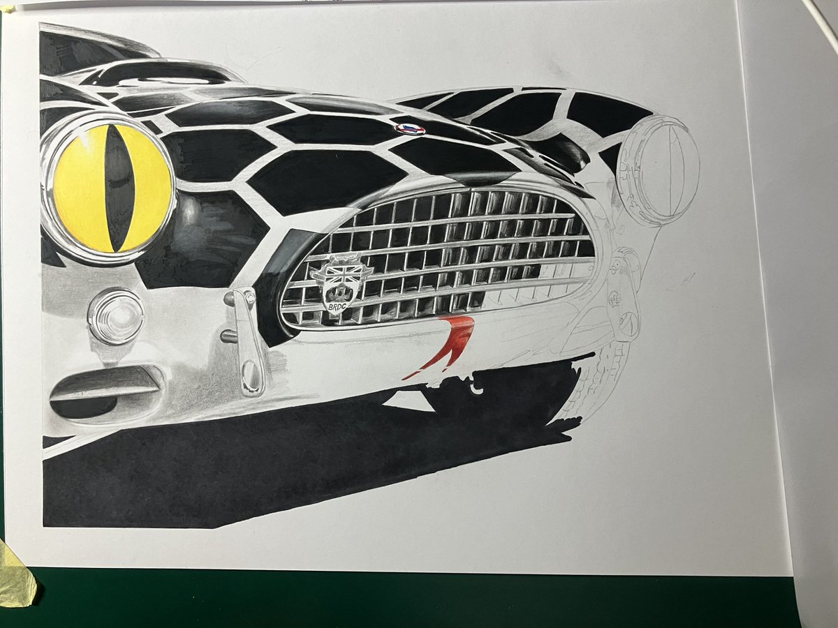 NGAutoArt's tweet photo. Hour 16: last update before it’s finished. Tired now - lots of concentration so far. 

#SnakeEyes #ACCobra #GoodwoodRevival https://t.co/Bebrc9Fi9y