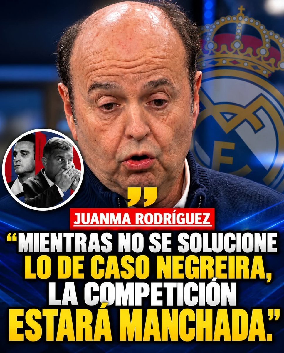 ChampionsRM16's tweet photo. 🚨🔥 Palabras de Juanma Rodríguez sobre el caso Negreira El periodista sostiene que la competición está “manchada” por el caso Negreira y considera que mientras no exista una resolución definitiva la polémica seguirá acompañando al fútbol español👇 ¿Qué te parecen sus palabras? https://t.co/uh04pBpO1W