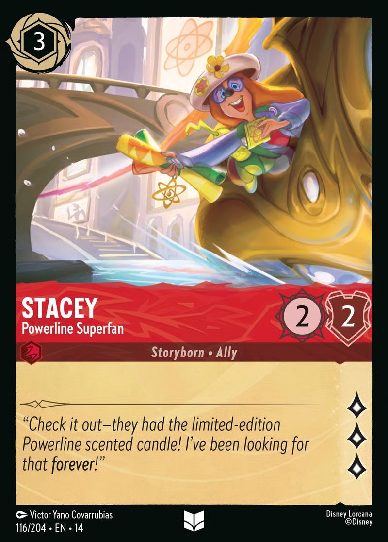 AnAgentofDisney's tweet photo. Day 7 (day 6 was that favorites thing I tweeted): I'm not a big lorcana guy but I love my obscure faves, and Stacey from "A Goofy Movie" is one of them!
#disney #agoofymovie #disneylorcana https://t.co/9gNOASuhRi