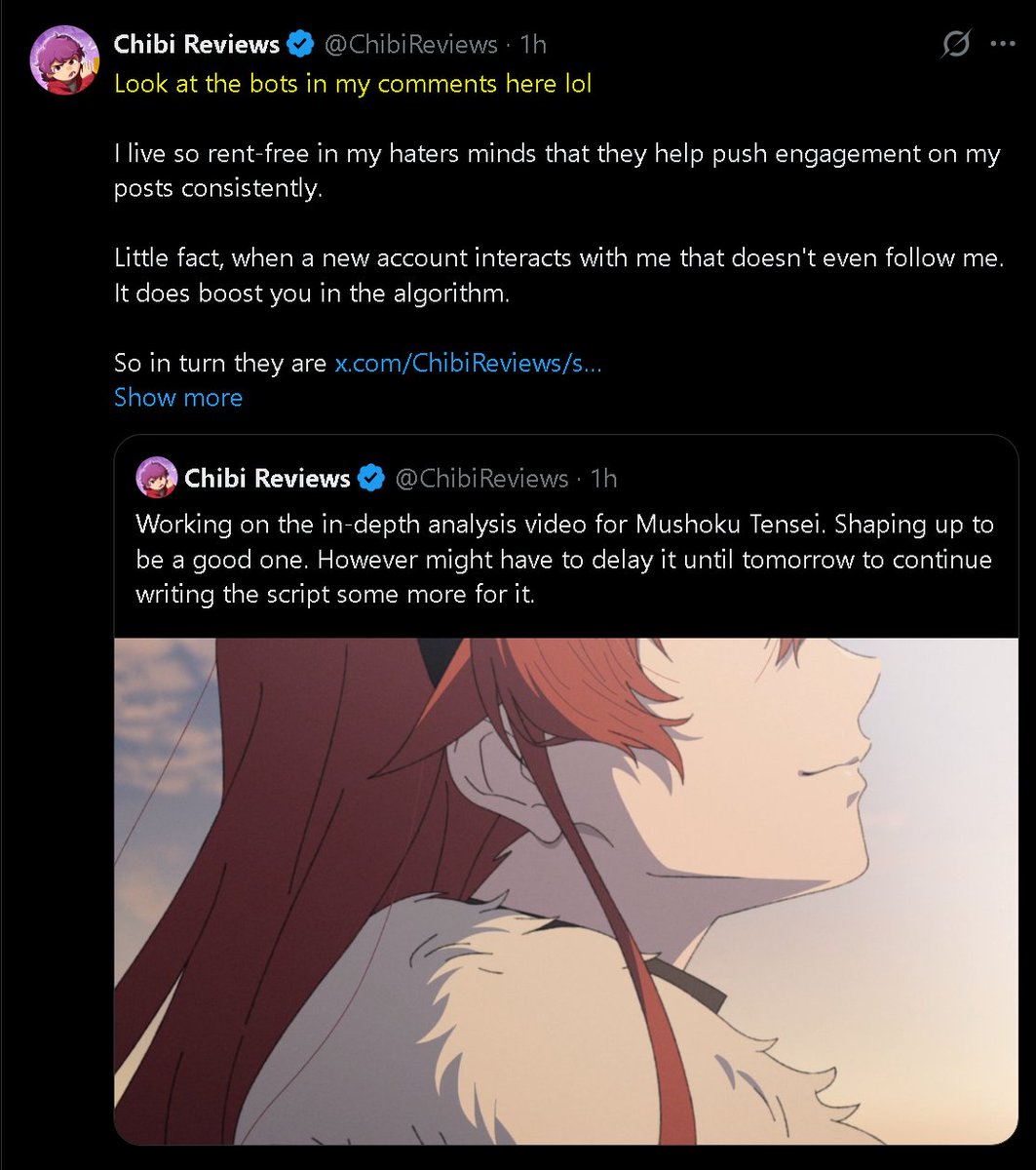 epppyyy's tweet photo. Chibi believes people are botting hate against him or something, with only 12 comments https://t.co/d1O7Un43VB