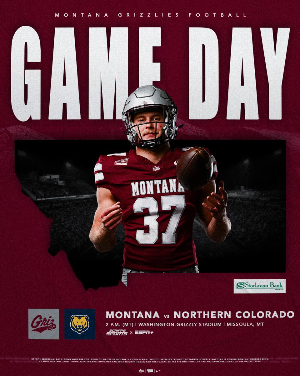 MontanaGrizFB's tweet photo. Happy homecoming, Griz Nation. It's  𝗚𝗔𝗠𝗘 𝗗𝗔𝗬!

🕗 2 p.m.
🎟️ https://t.co/DvbrKWR1eK
📺 Scripps
➡️ https://t.co/CB3E6dBzWY
💻 https://t.co/nJblzTLxiS

#GoGriz x #TheFamilyYouChoose https://t.co/viy25hTHBX