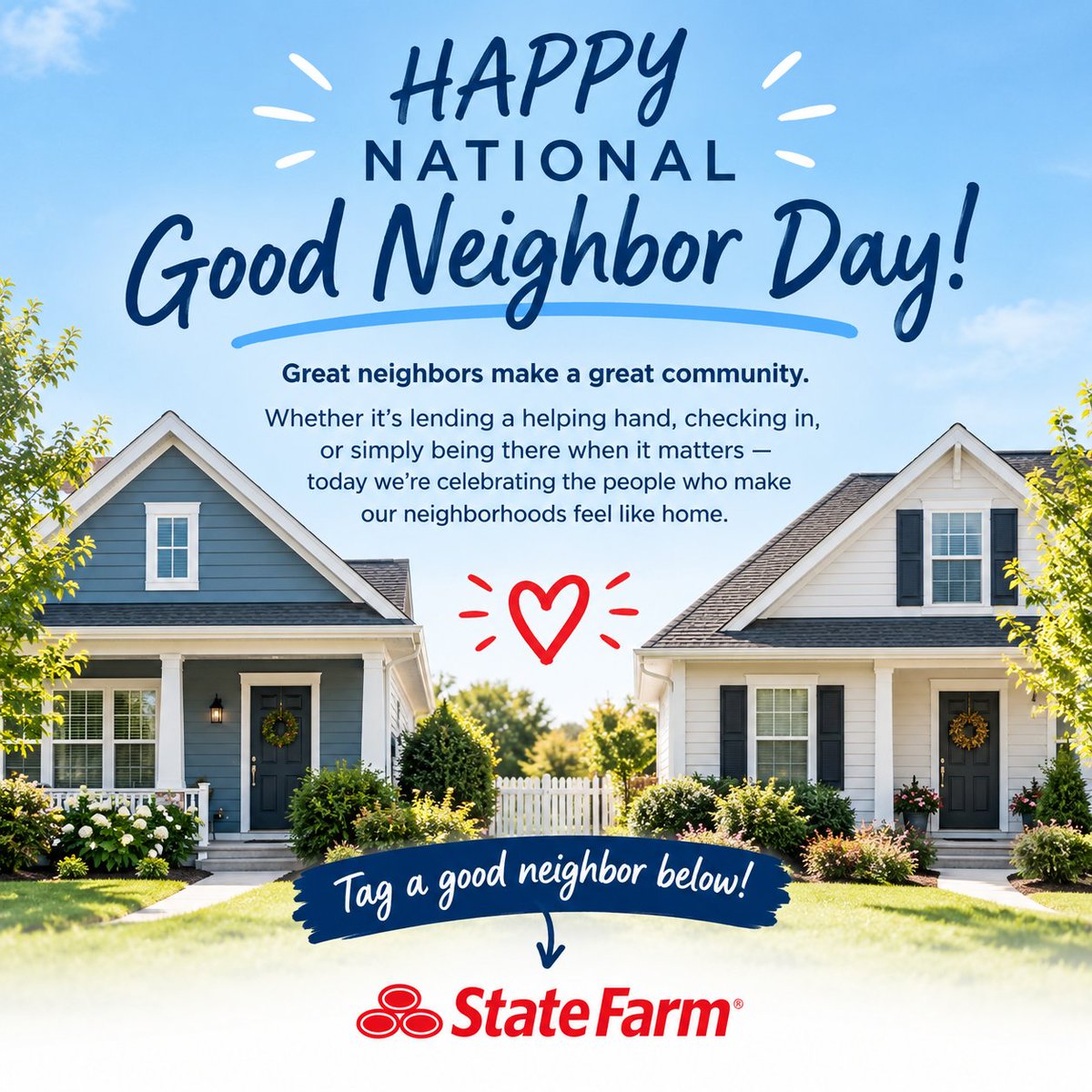 NetoMarioAgent's tweet photo. Good neighbors make great communities. ❤️🏡

Happy National Good Neighbor Day from the Mario Neto State Farm team! We’re proud to be your local Good Neighbor and here when you need us.

#NationalGoodNeighborDay #GoodNeighbor #StateFarm #Community #Auto #Home https://t.co/7mfScBZfxD